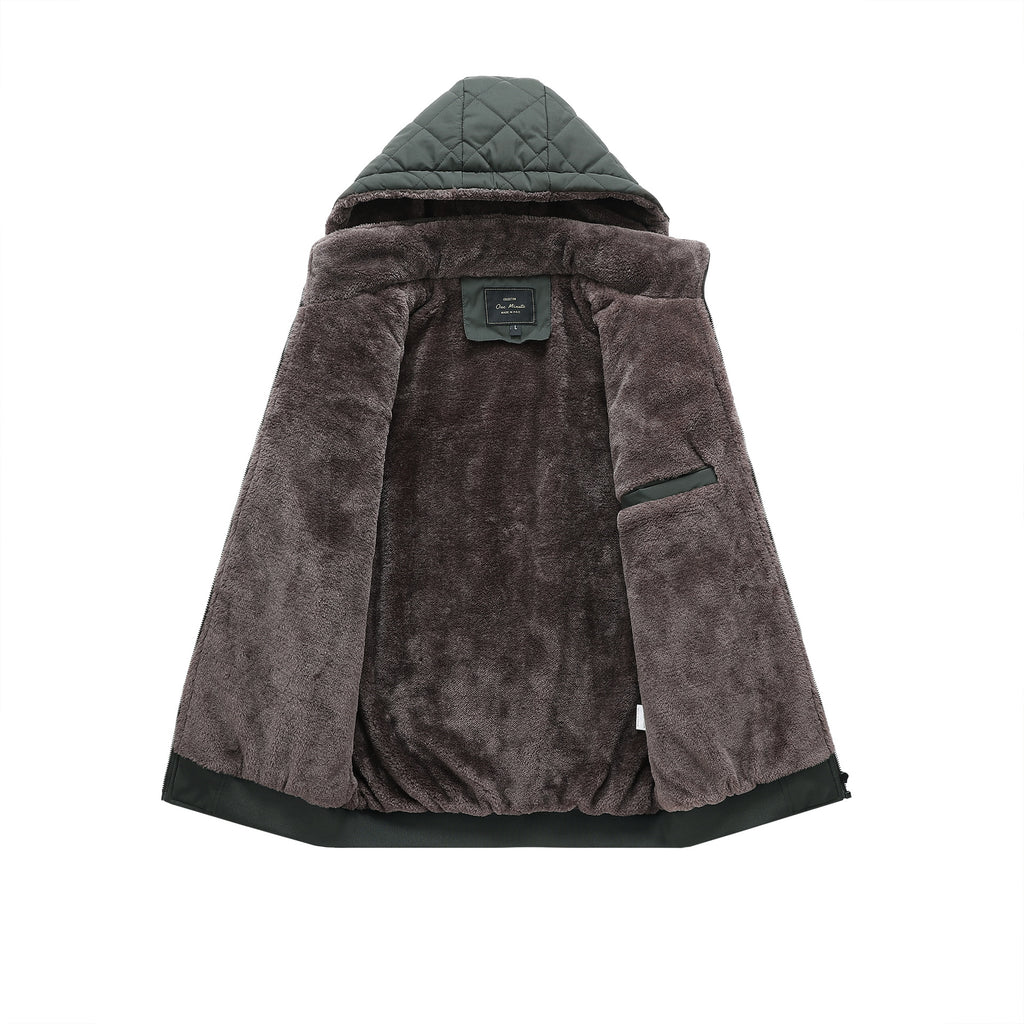 Mens Winter Fleece Lined Jacket Warm Insulated Cotton Coat