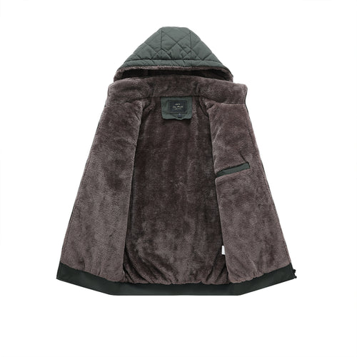 Mens Winter Fleece Lined Jacket Warm Insulated Cotton Coat